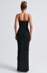 ALANA MAXI DRESS-LINED-BLACK
