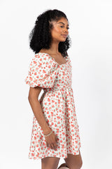 I'm Just A Girl Ivory and Red Rosette Printed Mini Dress