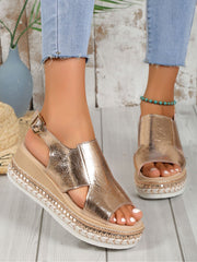 Buckle Wedge Sandals