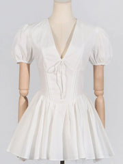 Ruffle Tiered Puff Sleeve Mini Dress