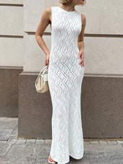 Openwork Eyelet Knit Maxi Dress