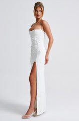 ALANA MAXI DRESS-LINED-WHITE