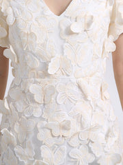 Butterfly V-Neck Puff Sleeve Mini Dress