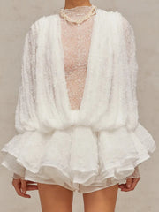 Ruffled Hem Lace Mini Dress