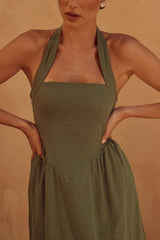 Alera Halter Neck Maxi Dress with Pockets