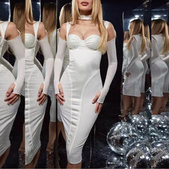 Tight-fitting Long-sleeved Party Mid-length Dress