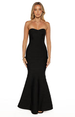 Amanda Black Bandage Strapless Formal Maxi Dress