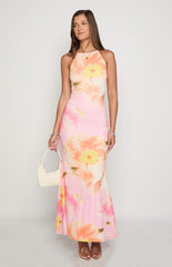 Ashton Pink Floral Kisses Maxi Dress