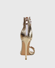 Concettina Crystal Flower Embellished Sandals In Gold