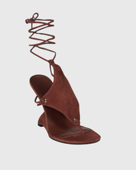 Eki Lace Up Suede Wedge Sandals In Rust