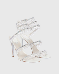 Elisa Diamond Fringe Snake Sandals In White