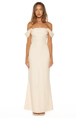 Ella Cream Crepe Formal Maxi Dress