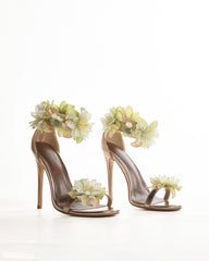 Fadwa 3D Flower Strap Sandals In Gold