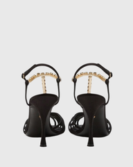 Giannina Golden Rhinestone Chain Cage Sandals
