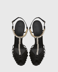 Giannina Golden Rhinestone Chain Cage Sandals