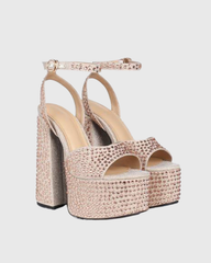 Ilenia Rhinestone Strap Platform Sandals In Pink