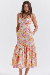 ivory floral midi sundress