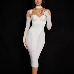 Tight-fitting Long-sleeved Party Mid-length Dress