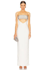 Allure Backless Cutout Diamond Maxi Dress