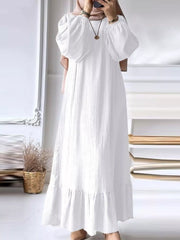Full Size Textured Balloon Sleeve Maxi Dress Plus Size