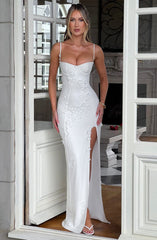 ALANA MAXI DRESS-LINED-WHITE