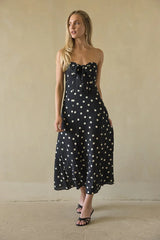 Jenae Linen Polka Dot Midi Dress