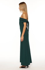 Erica Teal Crepe Off the Shoulder Maxi Dress