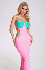 Kesia Bandage Metallic Maxi Dress