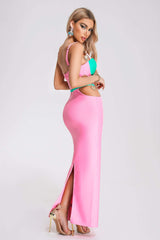Kesia Bandage Metallic Maxi Dress