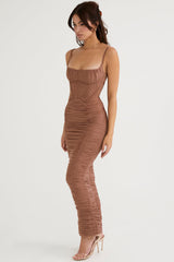 LEMILY MOCHA CORSET MAXI DRESS