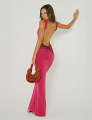 CHIC BACKLESS MAXI DRESS-RED