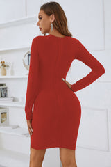 Elite V Neck Mesh Mini Dress Set-Red