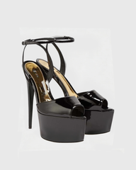 Freya Peep Toe Platform Sandals In Black